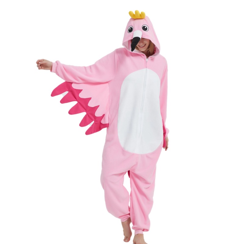 Anime Cosplay Thick - Reißverschluss-Flamingo-Cosplay-Kostüm, Weihnachts-Cartoon-Onesies-Kostüm für Damen, Erwachsene, Kinder,