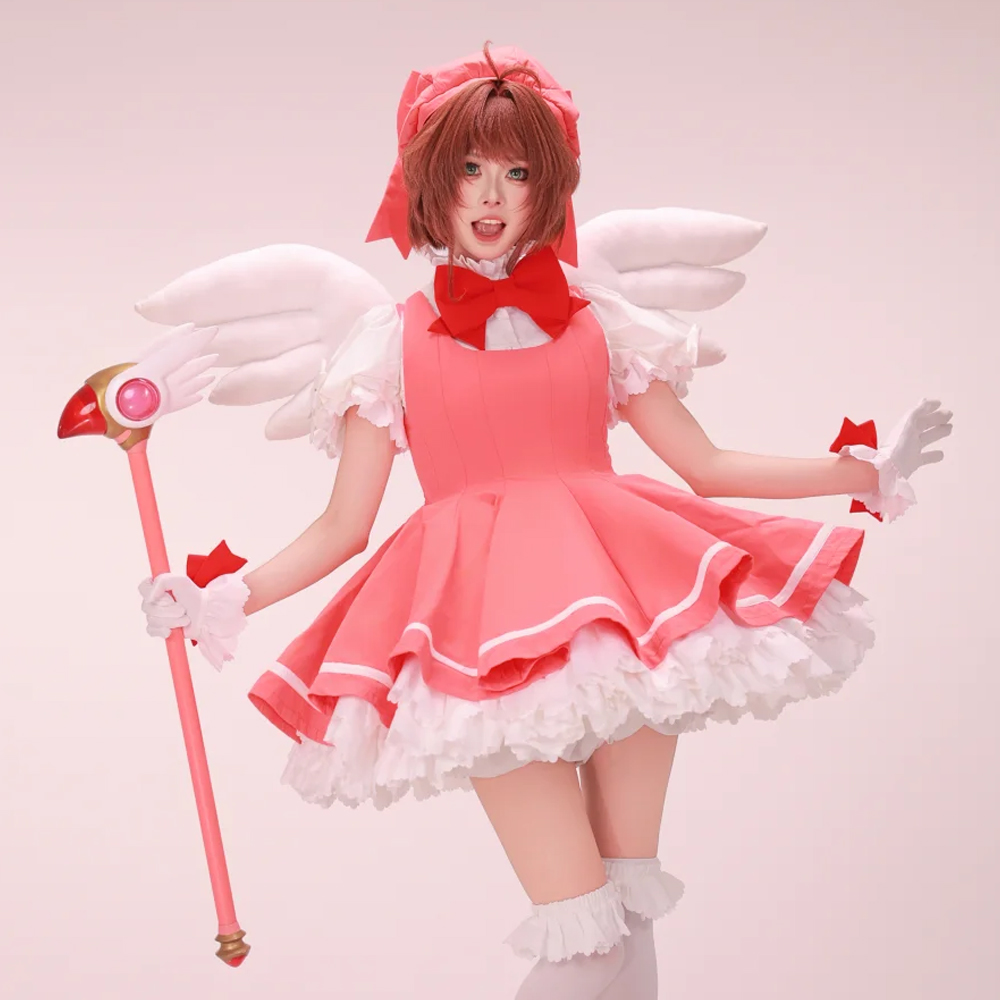 Anime Cosplay Easy - Kinomoto Sakura Cosplay Rosa Lolita Kleid