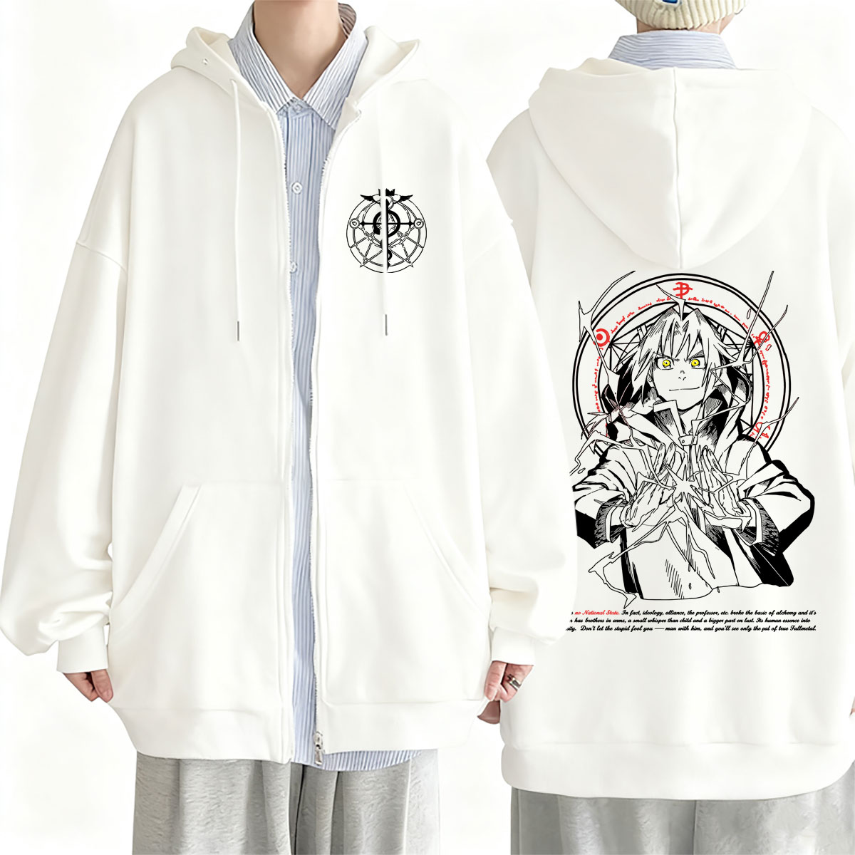 Fullmetal Alchemist Coat - Anime Fullmetal Alchemist Reißverschluss-Hoodie Manga Edward