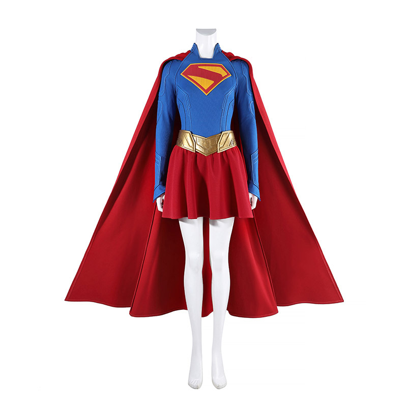 Anime Cosplay Buy - Supergirl Cosplay-Kostüme mit Umhang, Superhelden-Anime-Charakter, Halloween-Party-Performance-Kleidung