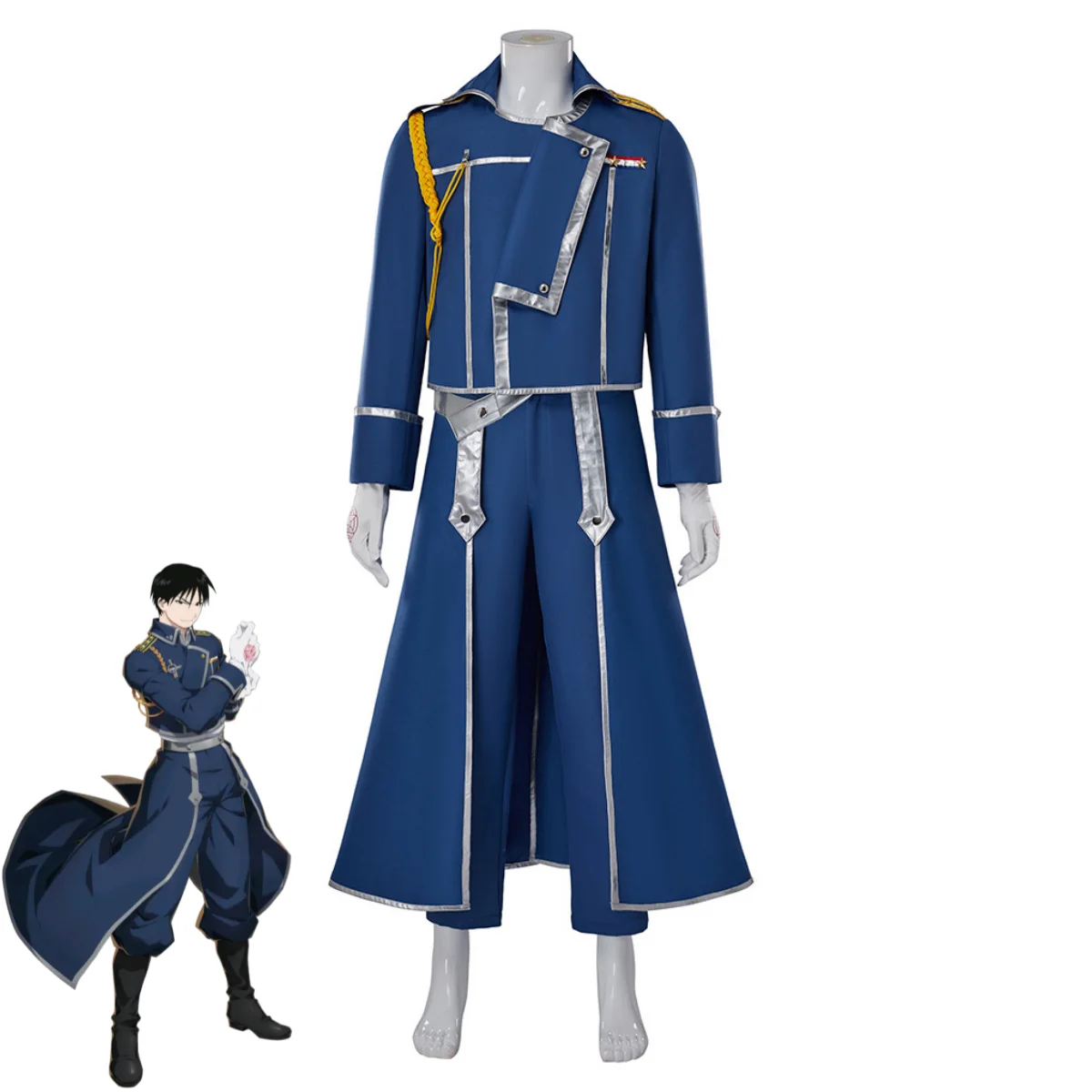 Fullmetal Alchemist Coat - Blue Fight Militäruniform Mantel Perücke Erwachsener