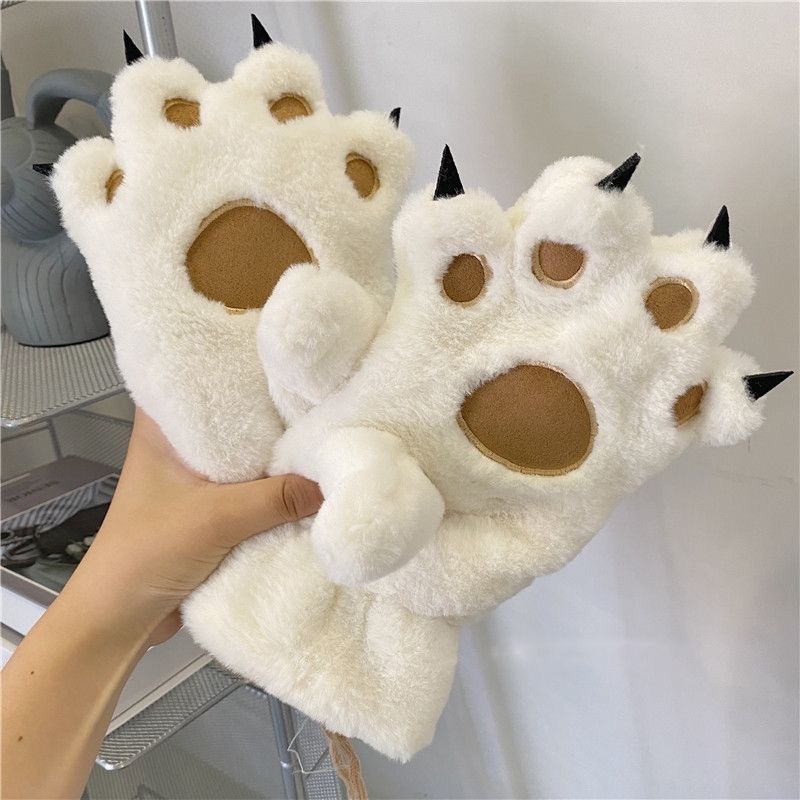 Anime Cosplay Thick - Dicke Samthandschuhe mit Katzenklauen, warm für